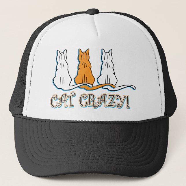 Cat Crazy Orange Tabby Cats Trucker Hat (Front)