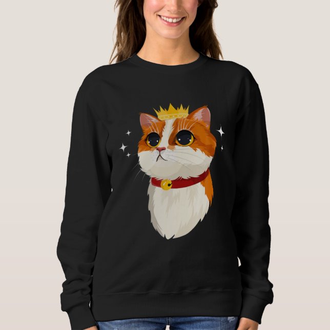 Cat Crown Girls Women Cute Feline Sweatshirt (Front)
