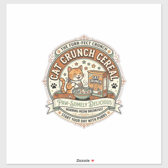 Cat Crunch Cereal Cat Breakfast Cereal Box Cat Vin (Sheet)