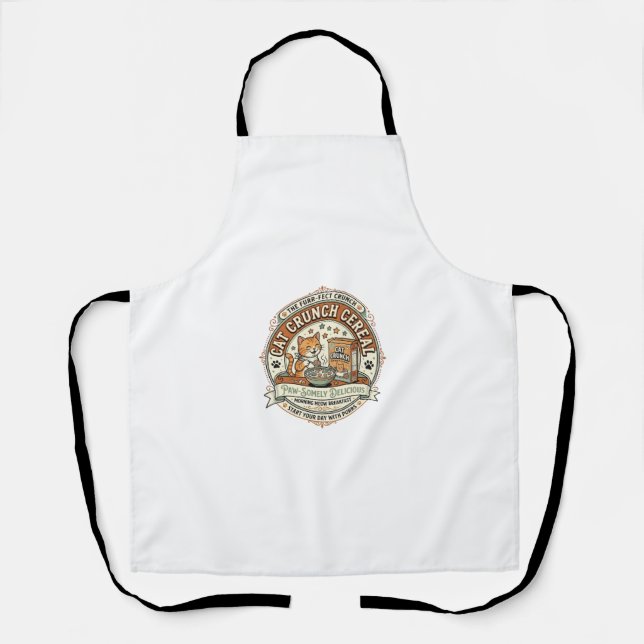 Cat Crunch Cereal Cat Breakfast Cereal Box Cat Vin Apron (Front)