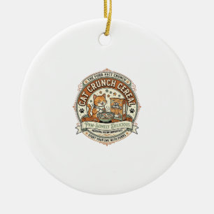 Cat Crunch Cereal Cat Breakfast Cereal Box Cat Vin Ceramic Ornament