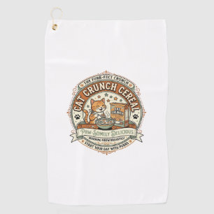 Cat Crunch Cereal Cat Breakfast Cereal Box Cat Vin Golf Towel