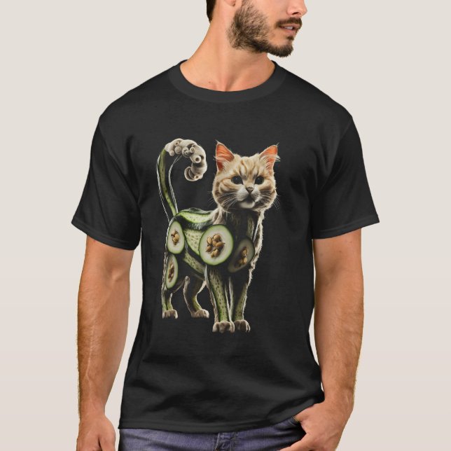 Cat Cucumber Funny Cat Lover Design T-Shirt (Front)
