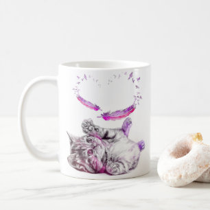 Cat cup Heart feather