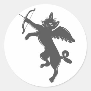 cat cupid - Choose background color Classic Round Sticker