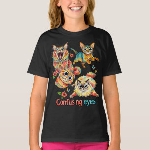 Cat Curious Quartet, Cat Cute PNG Fun Cat Lover  T-Shirt
