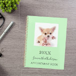 Cat custom photo mint green planner<br><div class="desc">A mint green background.  Personalise and add your a a photo,  year,  name and a text. The name is written in black with a large modern hand lettered style script.</div>