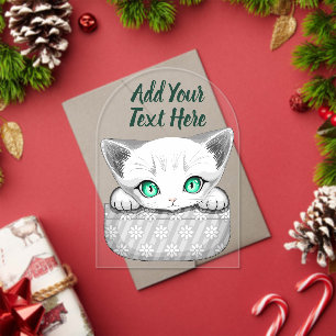 Cat Cute and Playful peaking from a Pocket Acrylic Invitations