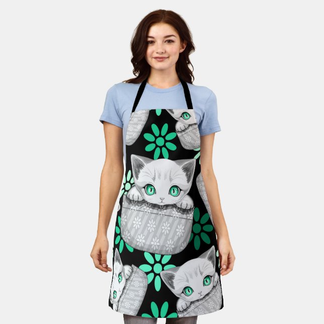 Cat Cute and Playful peaking from a Pocket Apron (Worn)