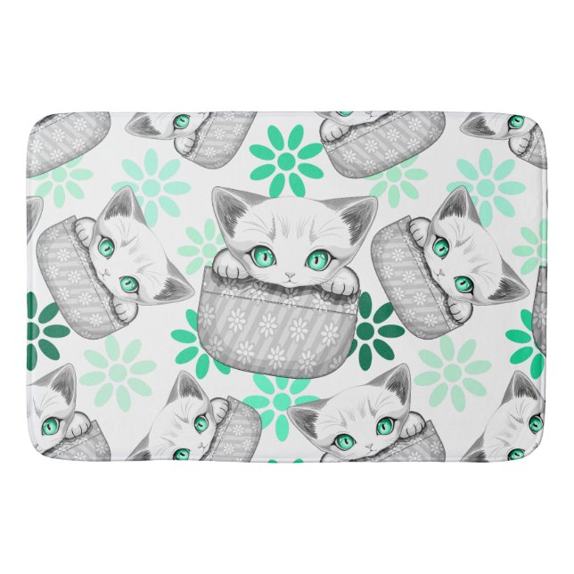 Cat Cute and Playful peaking from a Pocket Bath Mat (Front)