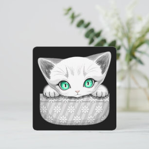 Cat Cute and Playful peaking from a Pocket Card
