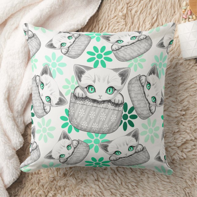 Cat Cute and Playful peaking from a Pocket Cushion (Blanket)