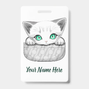 Cat Cute and Playful peaking from a Pocket ID Badge