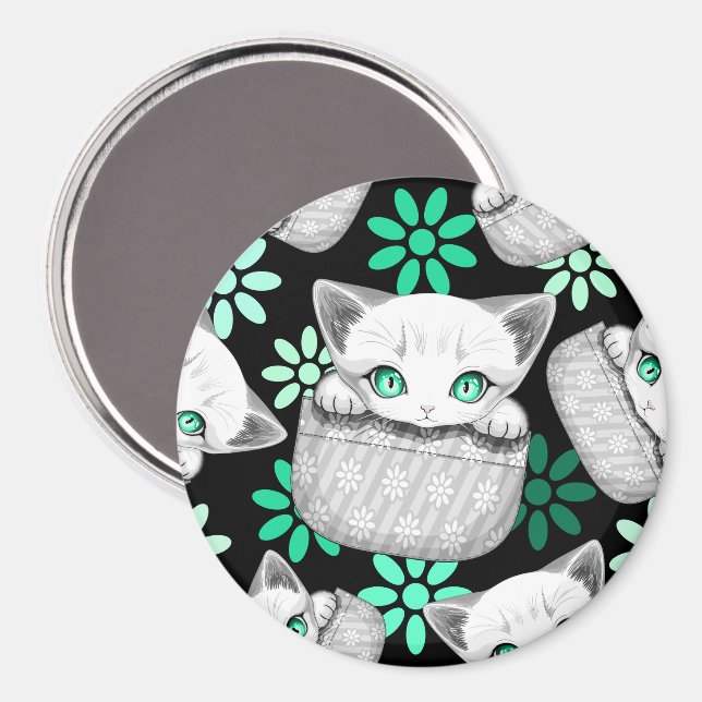 Cat Cute and Playful peaking from a Pocket Magnet (Front/Back)