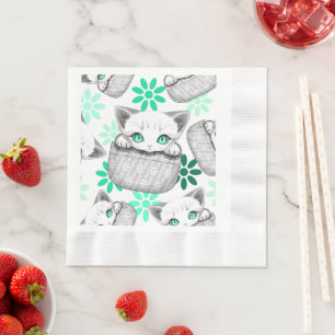 Cat Cute and Playful peaking from a Pocket Napkin