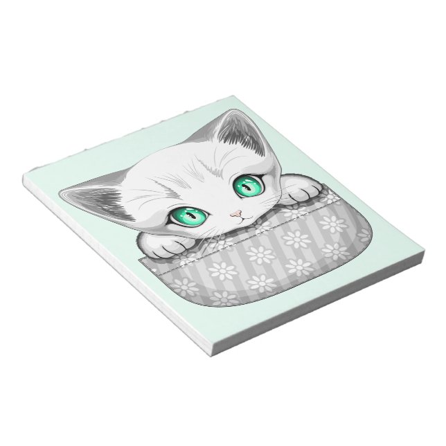 Cat Cute and Playful peaking from a Pocket Notepad (Angled)