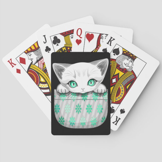 Cat Cute and Playful peaking from a Pocket Playing Cards (Back)