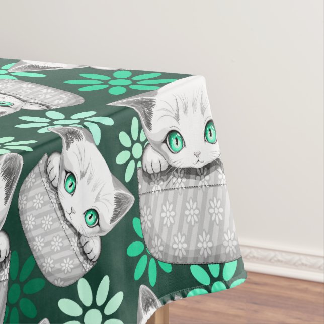 Cat Cute and Playful peaking from a Pocket Tablecloth (In Situ)