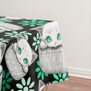 Cat Cute and Playful peaking from a Pocket Tablecloth