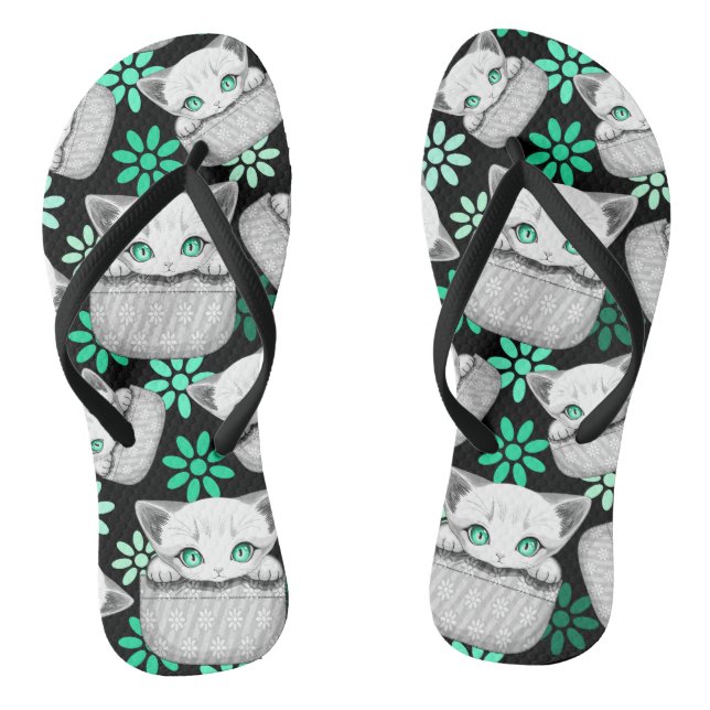 Cat Cute and Playful peaking from a Pocket Thongs (Footbed)
