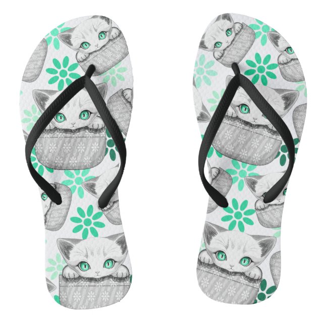 Cat Cute and Playful peaking from a Pocket Thongs (Footbed)