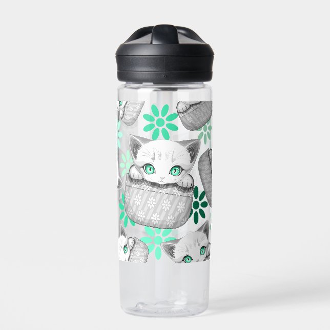 Cat Cute and Playful peaking from a Pocket Water Bottle (Front)