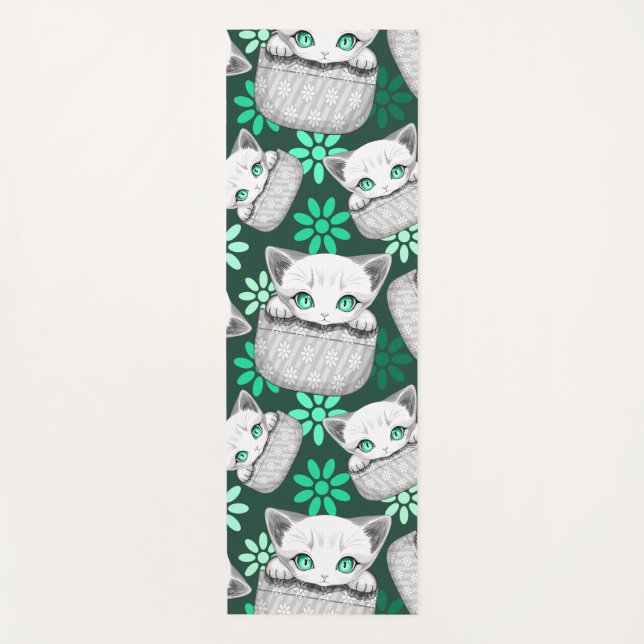 Cat Cute and Playful peaking from a Pocket Yoga Mat (Front)