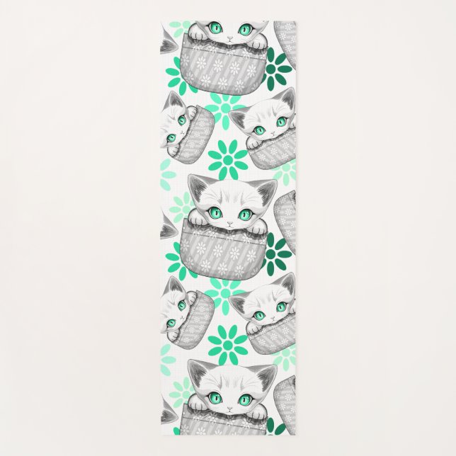 Cat Cute and Playful peaking from a Pocket Yoga Mat (Front)