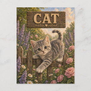 Cat Cute Baby Storybook Nursery Animal Postcard