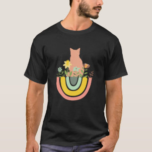 Cat - Cute Funny Pet Cat Mum Cat Dad Rainbow Flowe T-Shirt