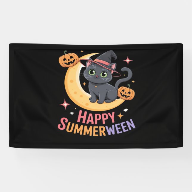 Cat Cute Halloween Aesthetic Essential T-Shirt Banner (Horizontal)