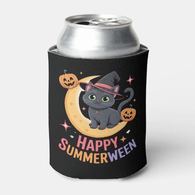 Cat Cute Halloween Aesthetic Essential T-Shirt Can Cooler (Can Front)