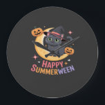 Cat Cute Halloween Aesthetic Essential T-Shirt Large Clock<br><div class="desc">Cat Cute Halloween Aesthetic Essential T-Shirt</div>