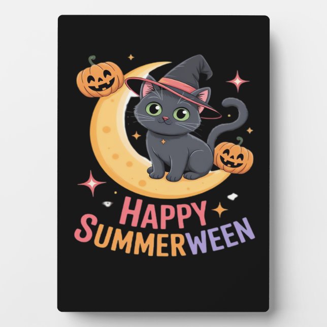 Cat Cute Halloween Aesthetic Essential T-Shirt Plaque (Front)