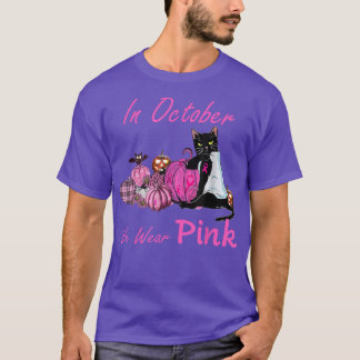Cat Cute In October We Wear Pink Breast Cancer Awa T-Shirt