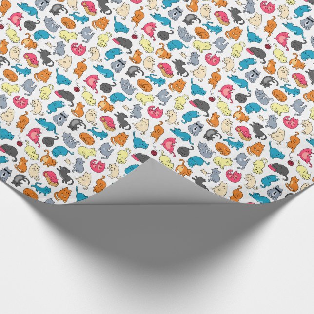 Cat, cute kittens cartoon illustration wrapping paper (Corner)