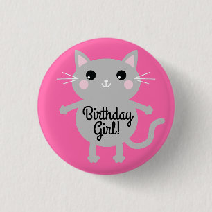 Cat Cute Kitty Colourful 1st Birthday Party Theme 3 Cm Round Badge
