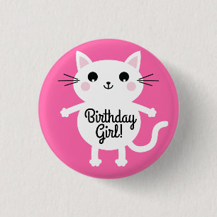 Cat Cute Kitty Colourful 1st Birthday Party Theme 3 Cm Round Badge