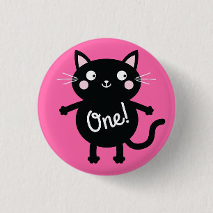 Cat Cute Kitty Colourful 1st Birthday Party Theme 3 Cm Round Badge