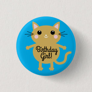 Cat Cute Kitty Colourful 1st Birthday Party Theme 3 Cm Round Badge