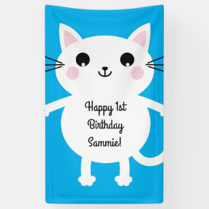 Cat Cute Kitty Colourful 1st Birthday Party Theme Banner