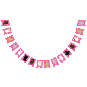 Cat Cute Kitty Colourful 1st Birthday Party Theme Bunting