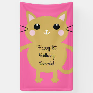 Cat Cute Kitty Kid's Birthday Party Theme Banner