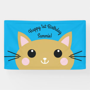 Cat Cute Kitty Kid's Birthday Party Theme Banner