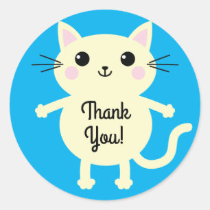 Cat Cute Kitty Kid's Birthday Party Theme Classic Round Sticker