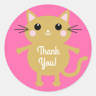 Cat Cute Kitty Kid's Birthday Party Theme Classic Round Sticker