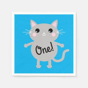 Cat Cute Kitty Kid's Birthday Party Theme Napkin