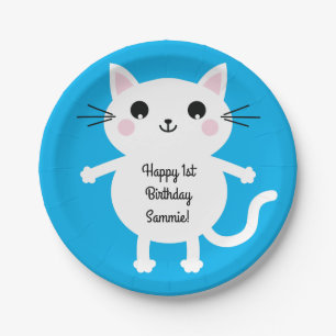 Cat Cute Kitty Kid's Birthday Party Theme Paper Plate