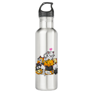 Cat Cute Kitty Pile Cats Anime Kawaii Neko Gift 710 Ml Water Bottle