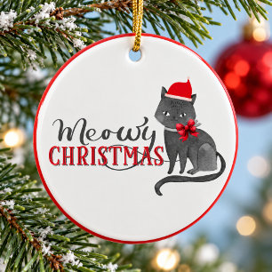 Cat Cute Meowy Christmas Gift Ceramic Ornament
